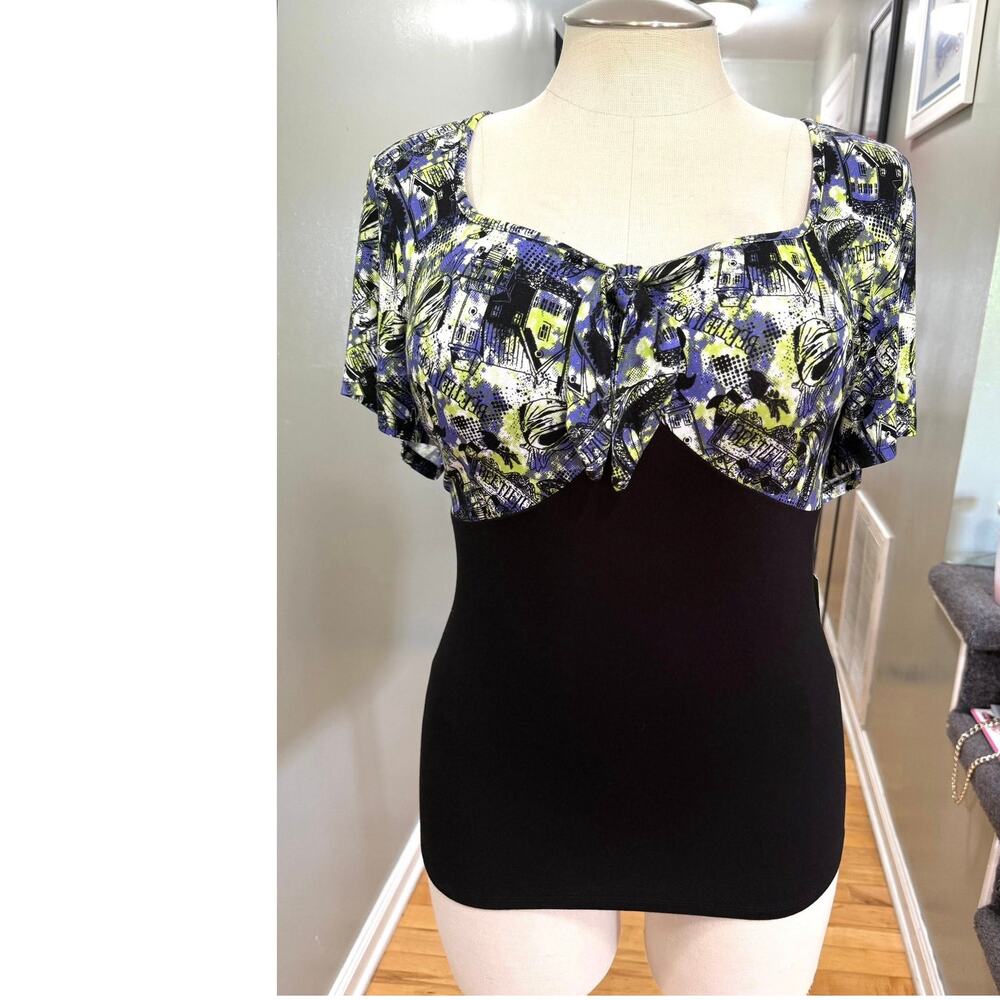 Torrid 3 (3X 22/24) Sexy Beetlejuice Pin Up Tie Front Super Soft Retro Shirt New